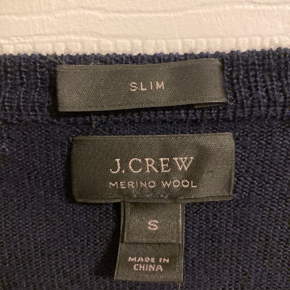 J Crew Merino Wool Navy V Neck Sweater - Picture 2 of 2